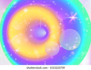 Fluid dynamic background with vibrant rainbow gradients. Dynamic hologram. Holographic cosmos. Graphic layout for flyer, banner and poster. Pearlescent fluid dynamic.