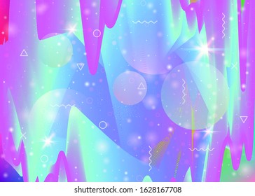 Fluid dynamic background with vibrant rainbow gradients. Dynamic hologram. Holographic cosmos. Design layout for presentation, banner and brochure. Bright fluid dynamic.