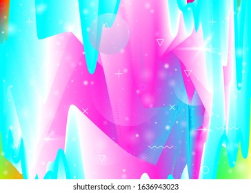 Fluid dynamic background with vibrant rainbow gradients. Dynamic hologram. Holographic cosmos. Design layout for mobile screen, web app and poster. Retro fluid dynamic.