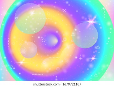 Fluid dynamic background with vibrant rainbow gradients. Dynamic hologram. Holographic cosmos. Design template for brochure, web app and cover. Stylish fluid dynamic.