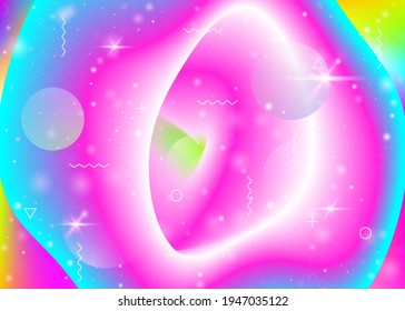 Fluid dynamic background with vibrant rainbow gradients. Dynamic hologram. Holographic cosmos. Graphic template for flyer, mobile screen and brochure. Mystical fluid dynamic.