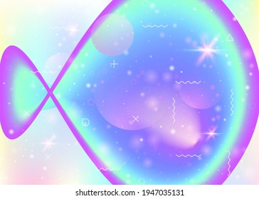 Fluid dynamic background with vibrant rainbow gradients. Dynamic hologram. Holographic cosmos. Design template for cover, banner and web app. Iridescent fluid dynamic.