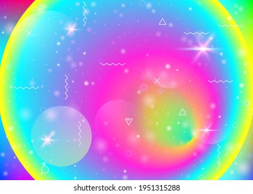 Fluid dynamic background with vibrant rainbow gradients. Dynamic hologram. Holographic cosmos. Design layout for brochure, mobile screen and presentation. Colorful fluid dynamic.