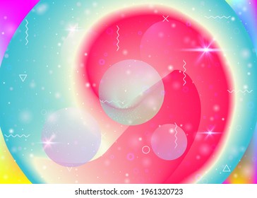 Fluid dynamic background with vibrant rainbow gradients. Dynamic hologram. Holographic cosmos. Design layout for mobile interface, poster and mobile screen. Vintage fluid dynamic.