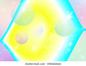 Fluid dynamic background with vibrant rainbow gradients. Dynamic hologram. Holographic cosmos. Design layout for flyer, wallpaper and wallpaper. Vintage fluid dynamic.