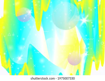 Fluid dynamic background with vibrant rainbow gradients. Dynamic hologram. Holographic cosmos. Design template for wallpaper, placard and flyer. Girlie fluid dynamic.