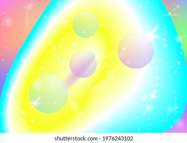 Fluid dynamic background with vibrant rainbow gradients. Dynamic hologram. Holographic cosmos. Graphic layout for book, web app and banner. Creative fluid dynamic.