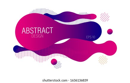 Fluid dynamic bubble design with colorful pink waves and dots. Futuristic abstract vector