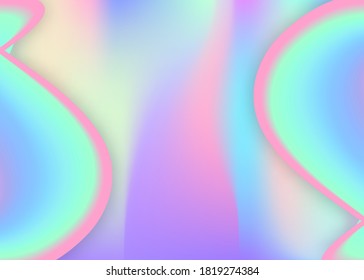 Fluid dynamic. Business invitation, report frame. Vivid gradient mesh. Holographic 3d backdrop with modern trendy blend. Fluid dynamic background with liquid shapes and elements.