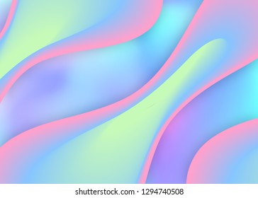Fluid dynamic. Circle banner, invitation layout. Holographic 3d backdrop with modern trendy blend. Vivid gradient mesh. Fluid dynamic background with liquid shapes and elements.