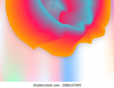 Fluid dynamic. Circle report, cover template. Holographic 3d backdrop with modern trendy blend. Vivid gradient mesh. Fluid dynamic background with liquid shapes and elements.