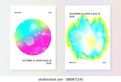 Fluid dynamic. Cosmic layered hologram. Soft flyer. Digital layout. Futuristic background. Modern holographic gradient, blur, mesh, blend. Fluid dynamic with shapes and elements.