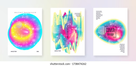 Fluid dynamic. Creative concept. Creative layered hologram. Soft book. Modern holographic gradient, blur, mesh, blend. Futuristic background. Fluid dynamic with shapes and elements.