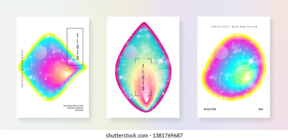 Fluid dynamic. Creative layered hologram. Soft book. Modern holographic gradient, blur, mesh, blend. Vibrant composition. Futuristic background. Fluid dynamic with shapes and elements.