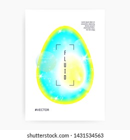 Fluid dynamic. Digital layered hologram. Soft banner. Modern holographic gradient, blur, mesh, blend. Digital template. Futuristic background. Fluid dynamic with shapes and elements.