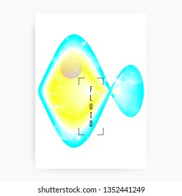 Fluid dynamic. Futuristic background. Psychedelic layered hologram. Soft poster. Modern holographic gradient, blur, mesh, blend. Colorful composition. Fluid dynamic with shapes and elements.