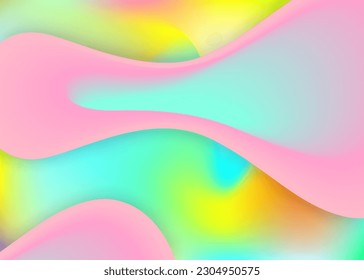 Dinámica fluida. Tarjeta geométrica, composición de invitación. Malla gradiente vívida. Fondo holográfico en 3d con moderna combinación de moda. Fondo dinámico fluido con formas y elementos líquidos.