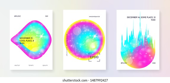 Fluid dynamic. Geometric layered hologram. Soft certificate. Modern holographic gradient, blur, mesh, blend. Rainbow layout. Futuristic background. Fluid dynamic with shapes and elements.