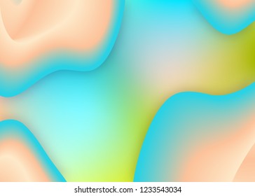 Fluid dynamic. Holographic 3d backdrop with modern trendy blend. Futuristic presentation, card design. Vivid gradient mesh. Fluid dynamic background with liquid shapes and elements.