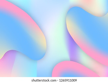 Fluid dynamic. Holographic 3d backdrop with modern trendy blend. Pop wallpaper, magazine template. Vivid gradient mesh. Fluid dynamic background with liquid shapes and elements.