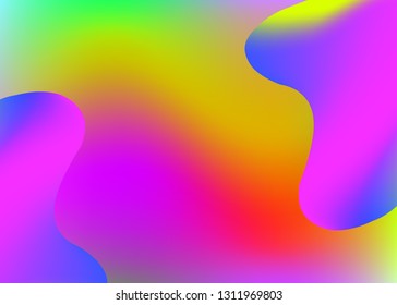 Fluid dynamic. Holographic 3d backdrop with modern trendy blend. Vivid gradient mesh. Vibrant book, magazine design. Fluid dynamic background with liquid shapes and elements.