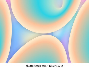 Fluid dynamic. Holographic 3d backdrop with modern trendy blend. Vivid gradient mesh. Circle certificate, presentation template. Fluid dynamic background with liquid shapes and elements.