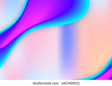 Fluid dynamic. Holographic 3d backdrop with modern trendy blend. Geometric book, flyer composition. Vivid gradient mesh. Fluid dynamic background with liquid shapes and elements.
