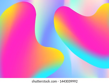 Fluid dynamic. Holographic 3d backdrop with modern trendy blend. Vivid gradient mesh. Futuristic invitation, magazine composition. Fluid dynamic background with liquid shapes and elements.