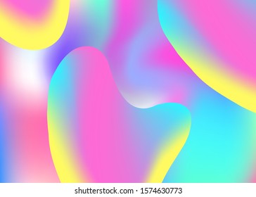 Fluid dynamic. Holographic 3d backdrop with modern trendy blend. Minimalist invitation, poster design. Vivid gradient mesh. Fluid dynamic background with liquid shapes and elements.