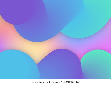 Fluid dynamic. Holographic 3d backdrop with modern trendy blend. Vivid gradient mesh. Business report, wallpaper layout. Fluid dynamic background with liquid shapes and elements.
