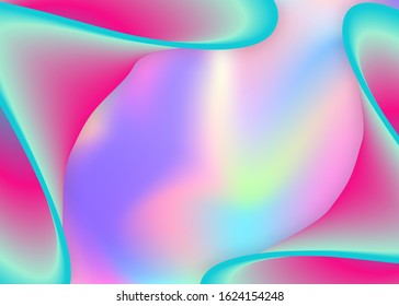 Fluid dynamic. Holographic 3d backdrop with modern trendy blend. Pop poster, banner frame. Vivid gradient mesh. Fluid dynamic background with liquid shapes and elements.