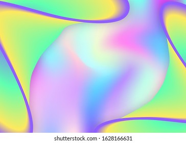 Fluid dynamic. Holographic 3d backdrop with modern trendy blend. Wavy flyer, invitation composition. Vivid gradient mesh. Fluid dynamic background with liquid shapes and elements.