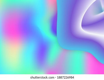 Fluid dynamic. Holographic 3d backdrop with modern trendy blend. Round report, flyer composition. Vivid gradient mesh. Fluid dynamic background with liquid shapes and elements.