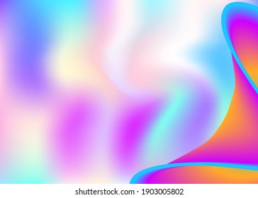 Fluid dynamic. Holographic 3d backdrop with modern trendy blend. Vivid gradient mesh. Magic poster, banner design. Fluid dynamic background with liquid shapes and elements.