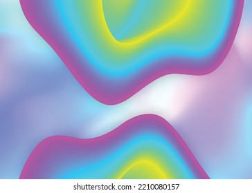 Fluid dynamic. Holographic 3d backdrop with modern trendy blend. Vivid gradient mesh. Wavy presentation, magazine template. Fluid dynamic background with liquid shapes and elements.