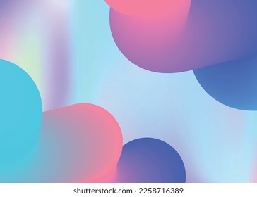 Fluid dynamic. Holographic 3d backdrop with modern trendy blend. Vibrant poster, banner frame. Vivid gradient mesh. Fluid dynamic background with liquid shapes and elements.