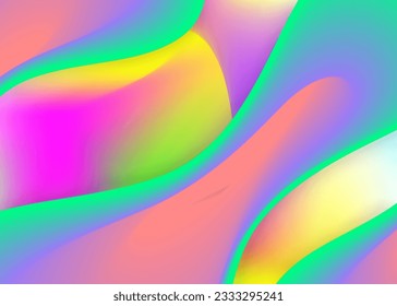 Fluid dynamic. Holographic 3d backdrop with modern trendy blend. Vivid gradient mesh. Cosmic report, poster composition. Fluid dynamic background with liquid shapes and elements.