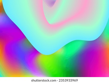 Fluid dynamic. Holographic 3d backdrop with modern trendy blend. Vivid gradient mesh. Magic certificate, invitation composition. Fluid dynamic background with liquid shapes and elements.
