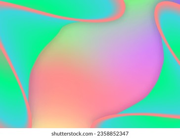 Dinámica fluida. Fondo holográfico en 3d con moderna combinación de moda. Banner mágico, diseño de tarjetas. Malla gradiente vívida. Fondo dinámico fluido con formas y elementos líquidos.