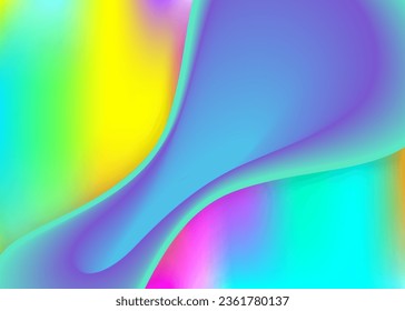 Fluid dynamic. Holographic 3d backdrop with modern trendy blend. Futuristic banner, invitation design. Vivid gradient mesh. Fluid dynamic background with liquid shapes and elements.