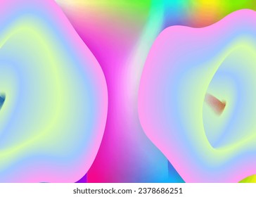 Fluid dynamic. Holographic 3d backdrop with modern trendy blend. Round card, flyer design. Vivid gradient mesh. Fluid dynamic background with liquid shapes and elements.