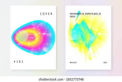 Fluid dynamic. Magic frame. Futuristic background. Modern holographic gradient, blur, mesh, blend. Cool layered hologram. Soft book. Fluid dynamic with shapes and elements.