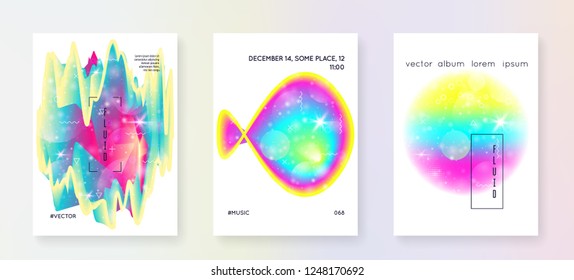 Fluid dynamic. Magic magazine. Creative layered hologram. Soft presentation. Modern holographic gradient, blur, mesh, blend. Futuristic background. Fluid dynamic with shapes and elements.