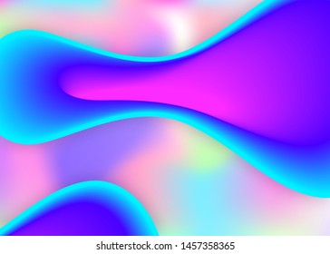 Fluid dynamic. Minimal poster, magazine composition. Vivid gradient mesh. Holographic 3d backdrop with modern trendy blend. Fluid dynamic background with liquid shapes and elements.