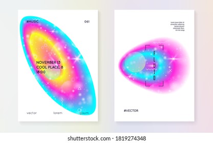 Fluid dynamic. Modern holographic gradient, blur, mesh, blend. Vivid layout. Futuristic background. Cosmic layered hologram. Soft banner. Fluid dynamic with shapes and elements.