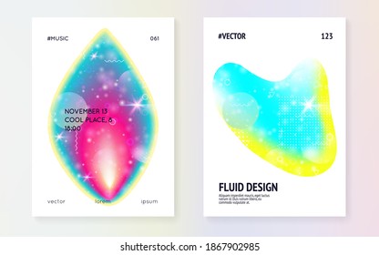 Dinámica fluida. Gradiente holográfico moderno, desenfoque, malla, mezcla. Marco molecular. Fondo futurista. Holograma con capas psicodélicas. Volante suave. Dinámica fluida con formas y elementos.