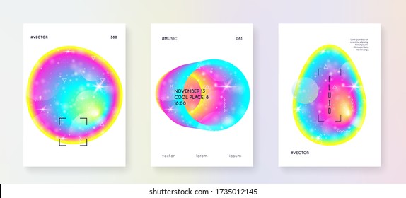 Fluid dynamic. Molecular layered hologram. Soft banner. Modern holographic gradient, blur, mesh, blend. Chemical frame. Futuristic background. Fluid dynamic with shapes and elements.