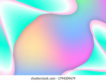 Fluid dynamic. Molecular presentation, flyer composition. Holographic 3d backdrop with modern trendy blend. Vivid gradient mesh. Fluid dynamic background with liquid shapes and elements.