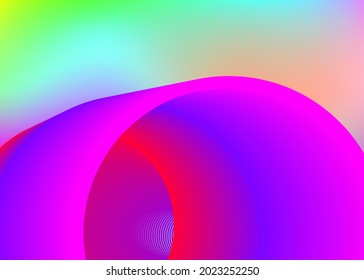 Fluid dynamic. Neon cover, poster composition. Vivid gradient mesh. Holographic 3d backdrop with modern trendy blend. Fluid dynamic background with liquid shapes and elements.