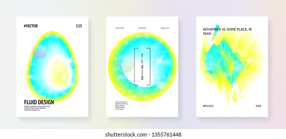 Fluid dynamic. Pop frame. Minimal layered hologram. Soft flyer. Modern holographic gradient, blur, mesh, blend. Futuristic background. Fluid dynamic with shapes and elements.